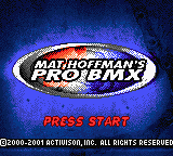 Mat Hoffman's Pro BMX title screen for GameBoy Color